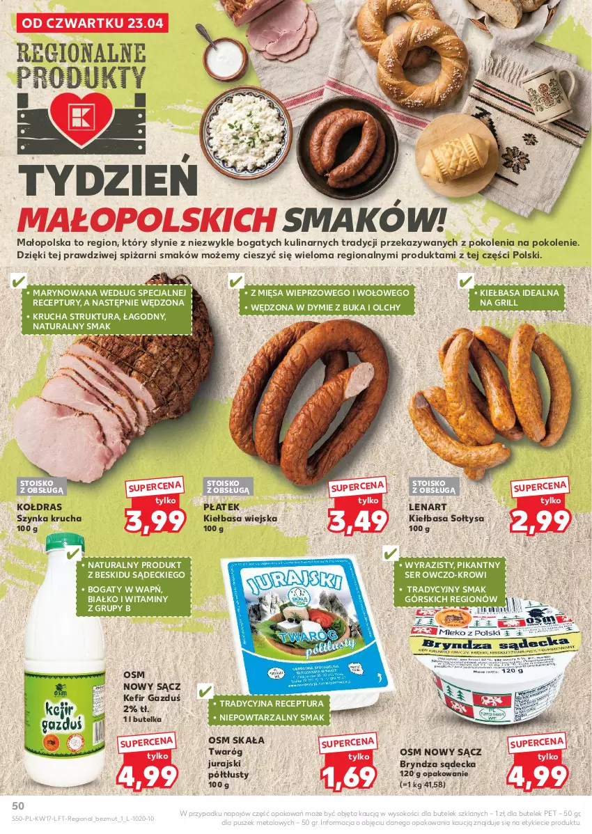 Gazetka promocyjna Kaufland - Gazetka tygodnia - ważna 23.04 do 28.04.2026 - strona 50 - produkty: Bryndza, Grill, Kefir, Kiełbasa, Kiełbasa wiejska, Kołdra, Ser, Sok, Szynka, Twaróg