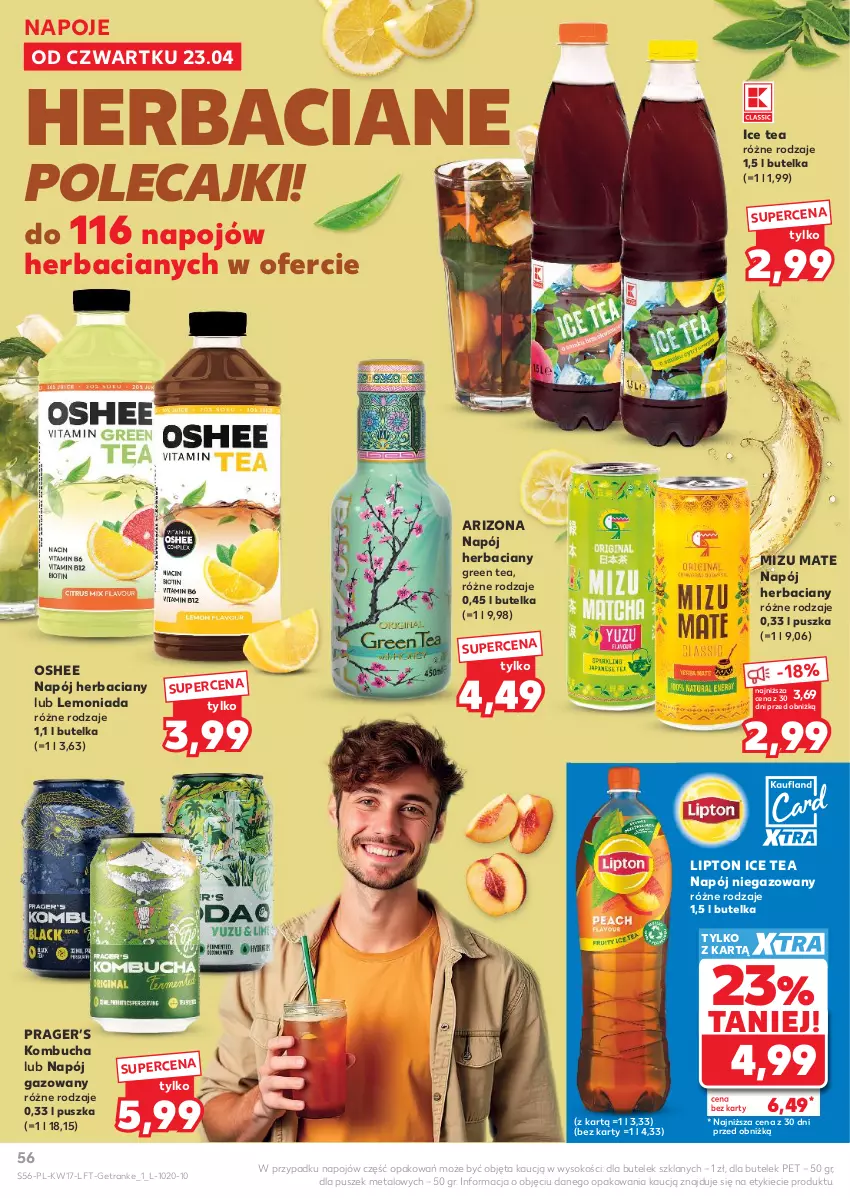 Gazetka promocyjna Kaufland - Gazetka tygodnia - ważna 23.04 do 28.04.2026 - strona 56 - produkty: Ice tea, Lemoniada, Lipton, Napój, Napój gazowany, Napój niegazowany, Napoje, Oshee, Sok, Tran