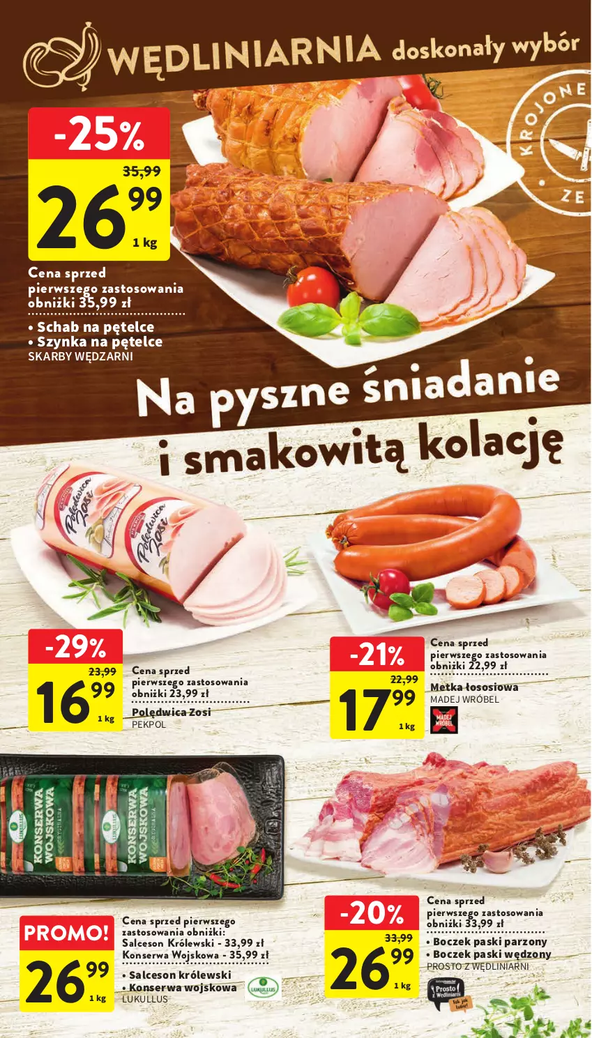 Gazetka promocyjna Intermarche - Gazetka Intermarche - ważna 15.06 do 21.06.2023 - strona 20 - produkty: Boczek, Królewski, Madej Wróbel, Pekpol, Polędwica, Salceson, Ser, Sos, Szynka