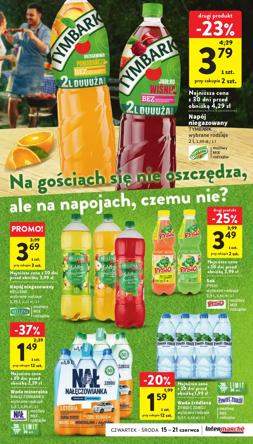 Gazetka promocyjna Intermarche - Gazetka Intermarche - ważna 15.06 do 21.06.2023 - strona 5 - produkty: Hellena, LANA, Nałęczowianka, Napój, Napój niegazowany, Sok, Tymbark, Woda, Woda mineralna