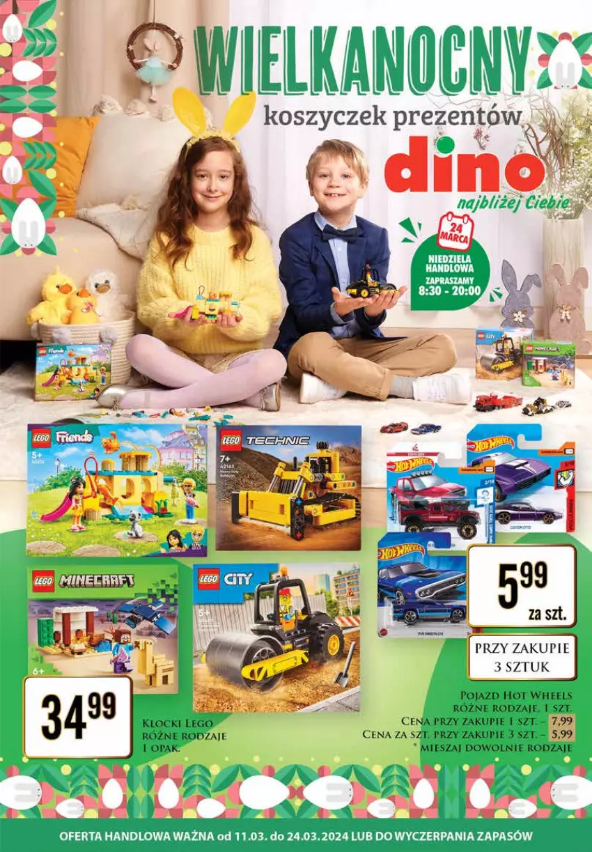 Gazetka promocyjna Dino - Katalog Wielkanoc 2024 - ważna 11.03 do 24.03.2024 - strona 1 - produkty: Hot Wheels, Klocki, LEGO, Pojazd