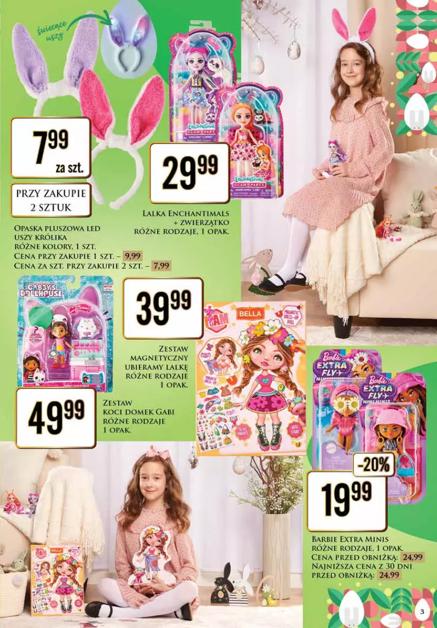Gazetka promocyjna Dino - Katalog Wielkanoc 2024 - ważna 11.03 do 24.03.2024 - strona 3 - produkty: Barbie, Enchantimals, Koc, Królik, Lalka