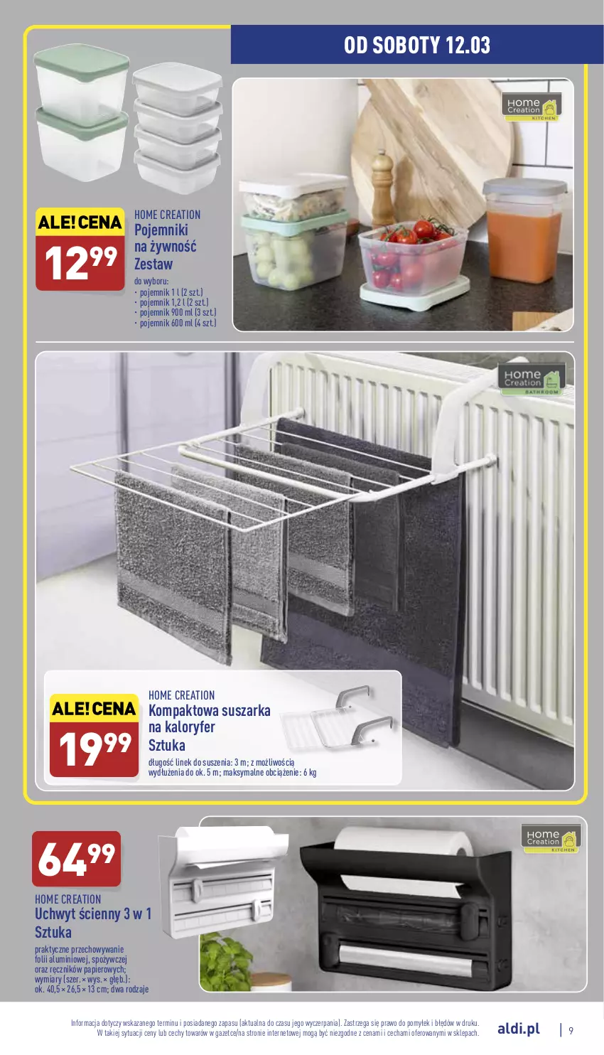 Gazetka promocyjna Aldi - Katalog Moda i Dom - ważna 09.03 do 12.03.2022 - strona 9 - produkty: Papier, Pojemnik, Ręcznik, Suszarka