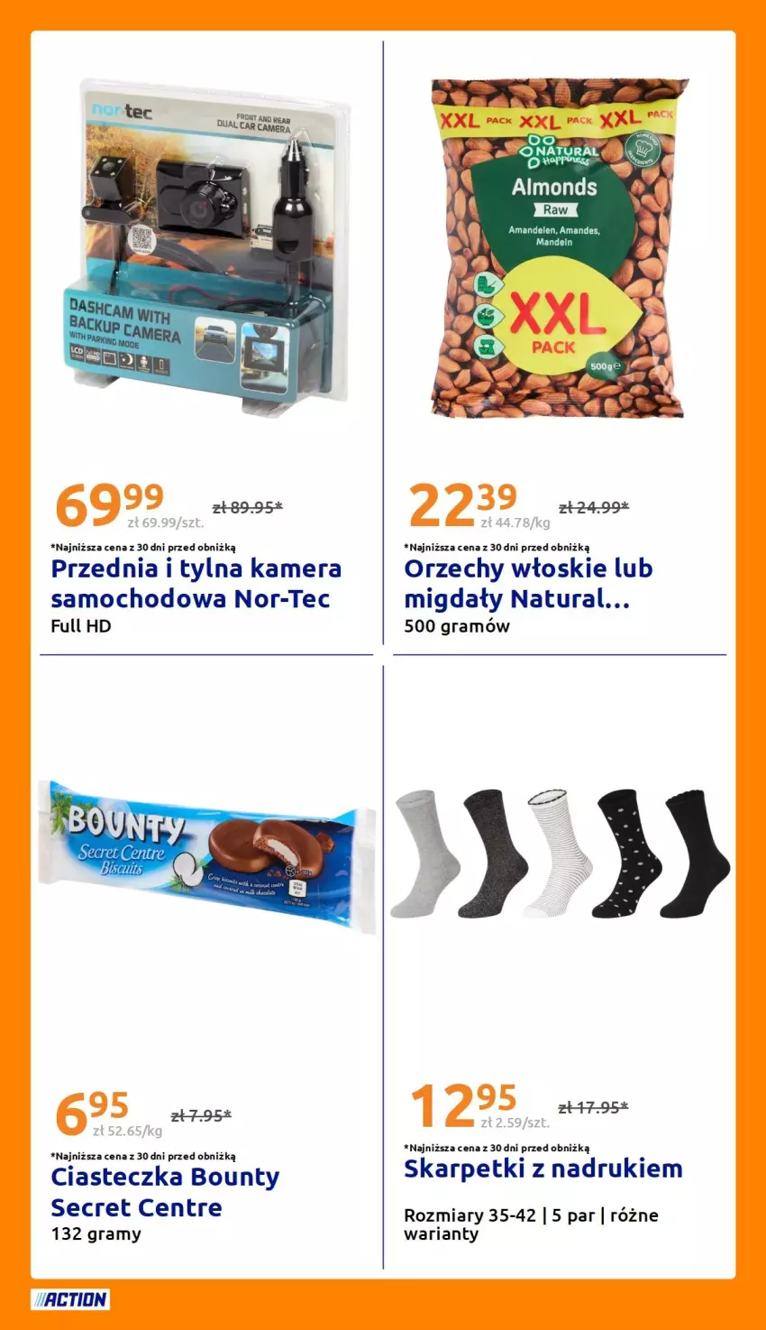 Gazetka promocyjna Action - Gazetka tydzień 44 2026 - ważna 28.10 do 03.11.2026 - strona 21 - produkty: Bounty, Gra, Kamera, Karp, Migdały, Orzechy włoskie, Skarpetki