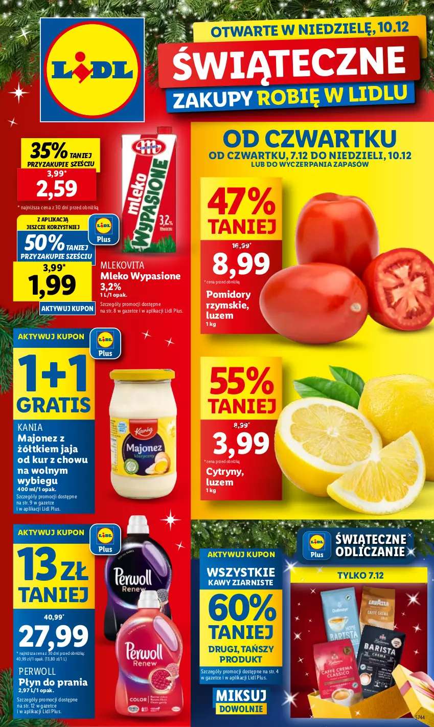 Gazetka promocyjna Lidl - GAZETKA - ważna 07.12 do 10.12.2023 - strona 1 - produkty: Cytryny, Gra, Jaja, Majonez, Mleko, Mlekovita, Perwoll, Płyn do prania, Pomidory