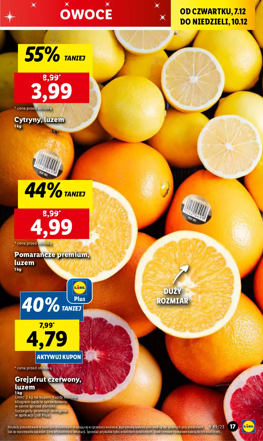 Gazetka promocyjna Lidl - GAZETKA - ważna 07.12 do 10.12.2023 - strona 19 - produkty: Cytryny, Gra, Grejpfrut, Olej, Owoce, Pomarańcze