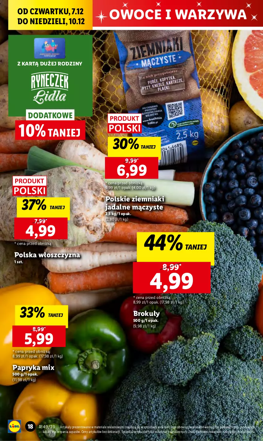 Gazetka promocyjna Lidl - GAZETKA - ważna 07.12 do 10.12.2023 - strona 20 - produkty: Brokuły, Chleb, Owoce, Papryka, Ser, Warzywa, Warzywa i owoce, Ziemniaki