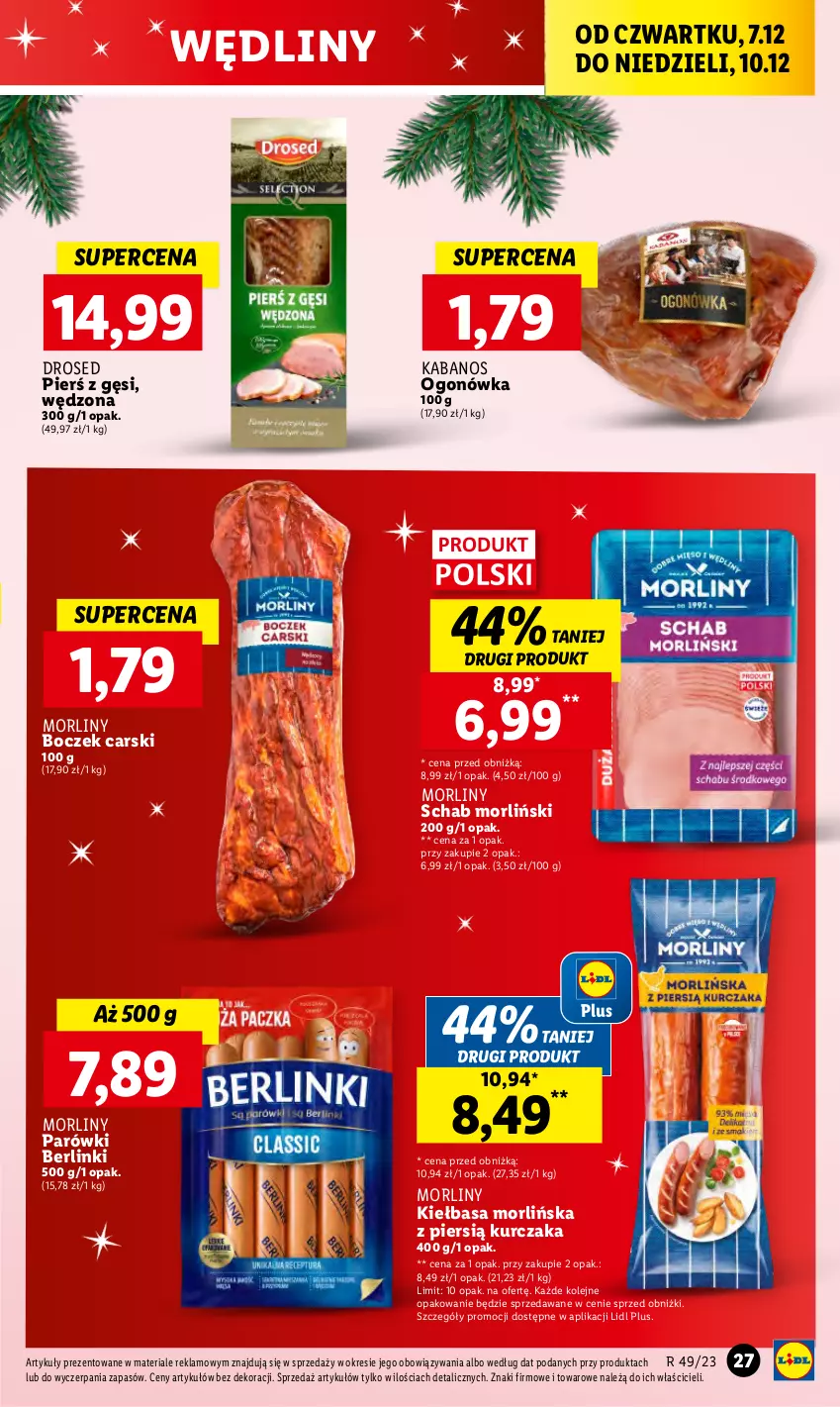 Gazetka promocyjna Lidl - GAZETKA - ważna 07.12 do 10.12.2023 - strona 29 - produkty: Berlinki, Boczek, Cars, Kabanos, Kiełbasa, Kurczak, Morliny, Ogonówka, Olej, Parówki