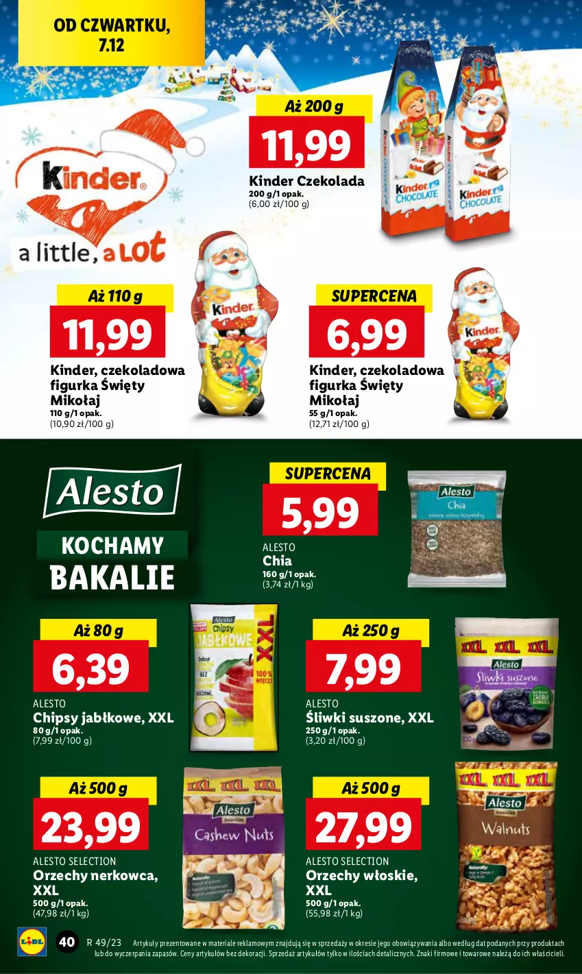 Gazetka promocyjna Lidl - GAZETKA - ważna 07.12 do 10.12.2023 - strona 42 - produkty: Chia, Chipsy, Czekolada, Kinder, Koc, Orzechy włoskie