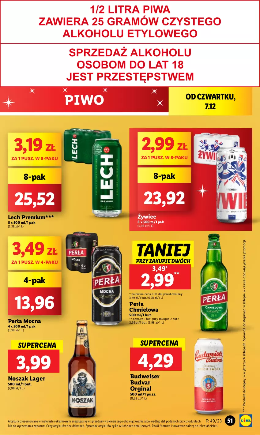 Gazetka promocyjna Lidl - GAZETKA - ważna 07.12 do 10.12.2023 - strona 55 - produkty: Gin, Lech Premium, Perła, Piwo, Ser
