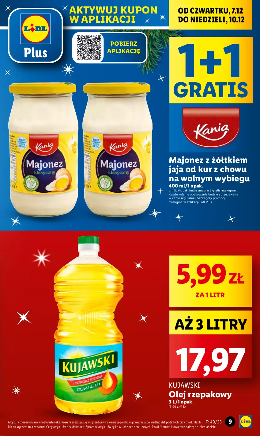 Gazetka promocyjna Lidl - GAZETKA - ważna 07.12 do 10.12.2023 - strona 9 - produkty: Gra, Jaja, Kujawski, Majonez, Olej, Olej rzepakowy