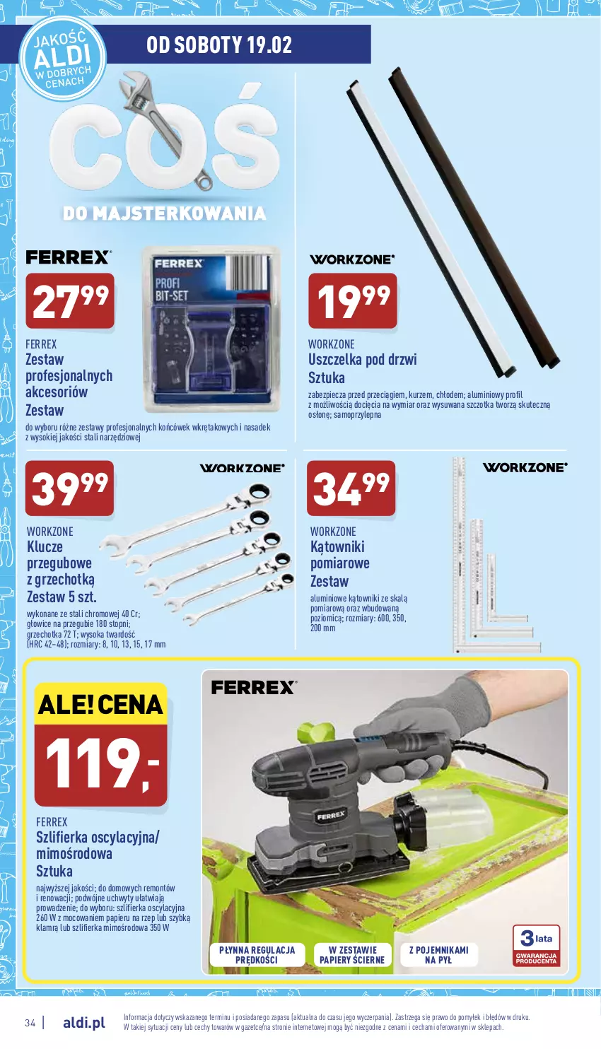 Gazetka promocyjna Aldi - Pełny katalog - ważna 14.02 do 19.02.2022 - strona 34 - produkty: Drzwi, Mop, Papier, Piec, Pojemnik, Sok, Szczotka, Szlifierka, Top, Uchwyty, Wkręt