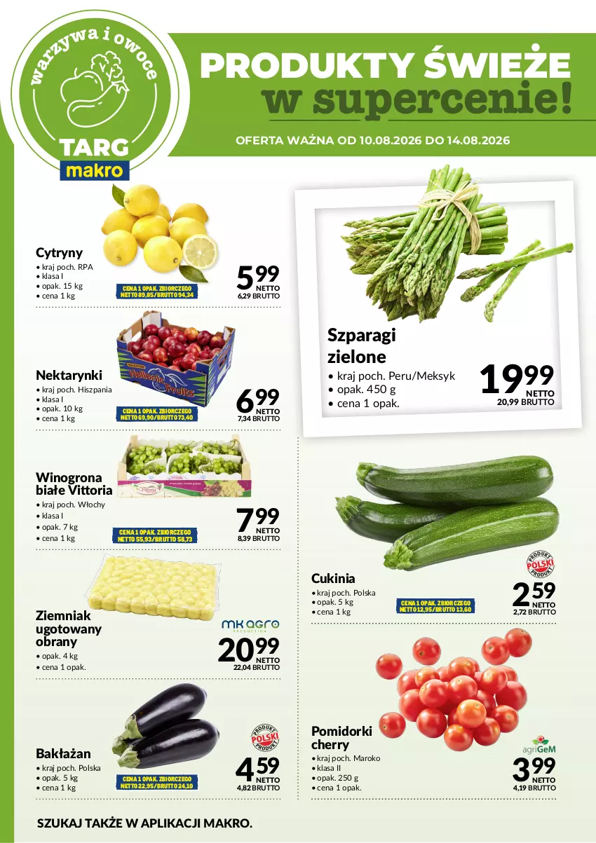 Gazetka promocyjna Makro - Targ MAKRO - oferta świeża w super cenach! - ważna 10.08 do 14.08.2026 - strona 5 - produkty: Cytryny, Nektar, Pomidorki, Wino, Winogrona