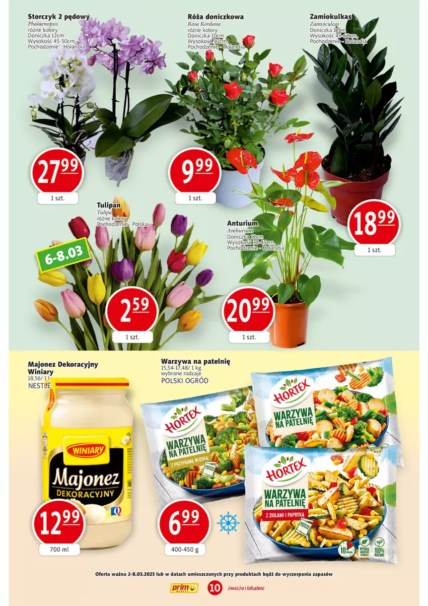 Gazetka promocyjna Prim Market - ważna 02.03 do 08.03.2023 - strona 10 - produkty: Majonez, Ogród, Róża, Sok, Storczyk, Tulipan, Warzywa, Winiary