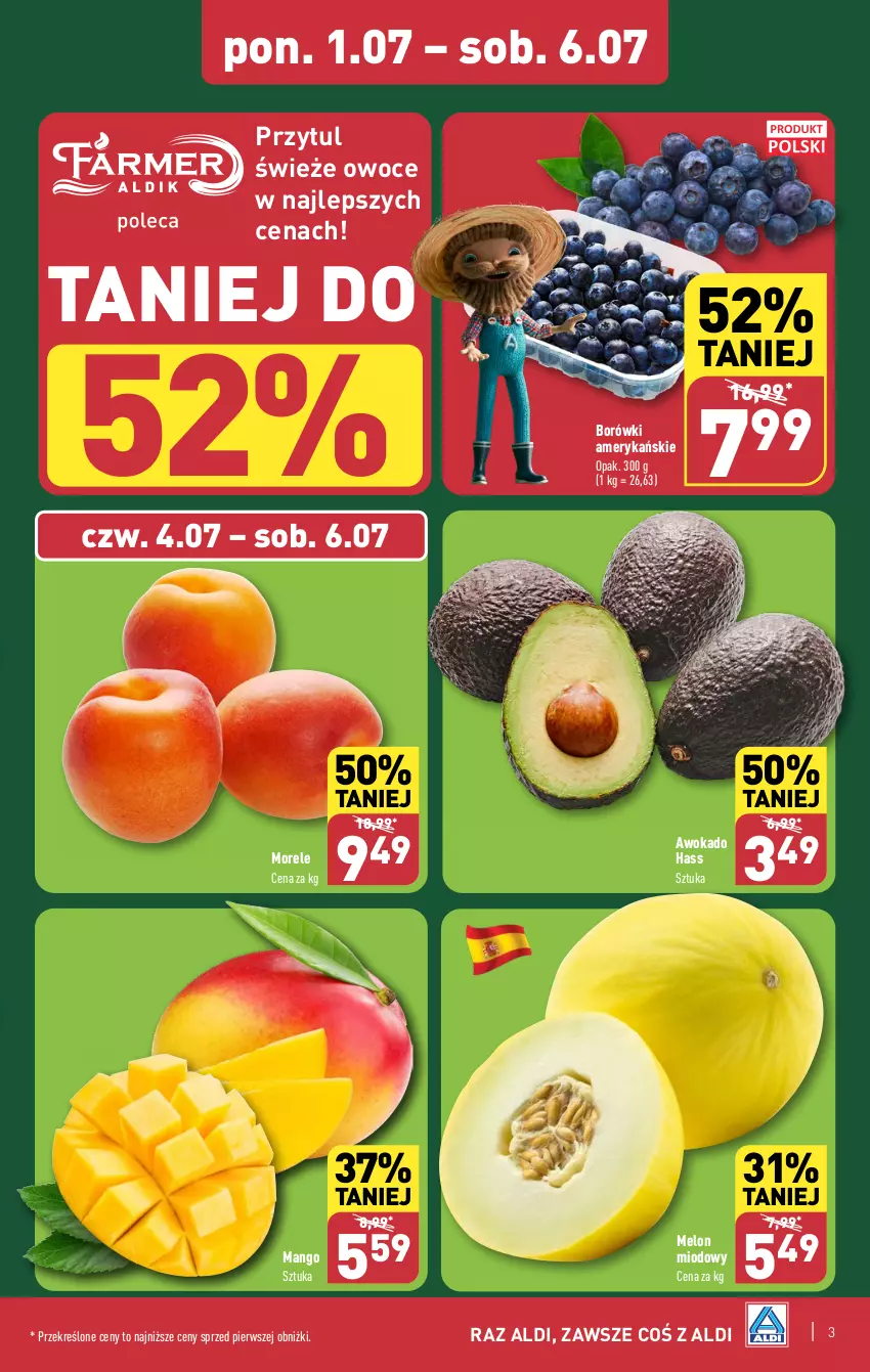 Gazetka promocyjna Aldi - Farmer ALDIK poleca świeże owoce i warzywa - ważna 01.07 do 06.07.2024 - strona 3 - produkty: Mango, Melon, Owoce