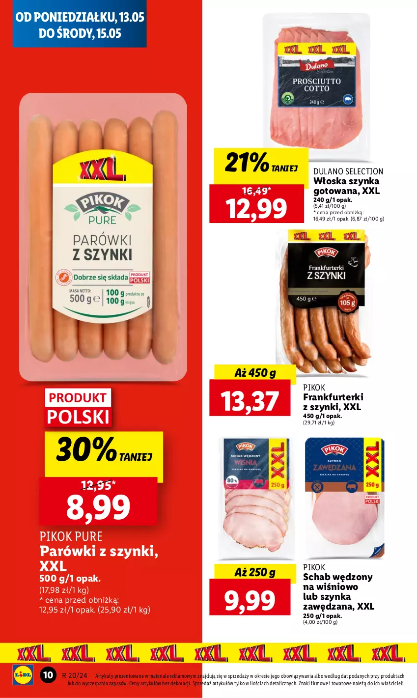 Gazetka promocyjna Lidl - GAZETKA - ważna 13.05 do 15.05.2024 - strona 12 - produkty: Dulano, Frankfurterki, Parówki, Parówki z szynki, PIKOK, Pur, Szynka