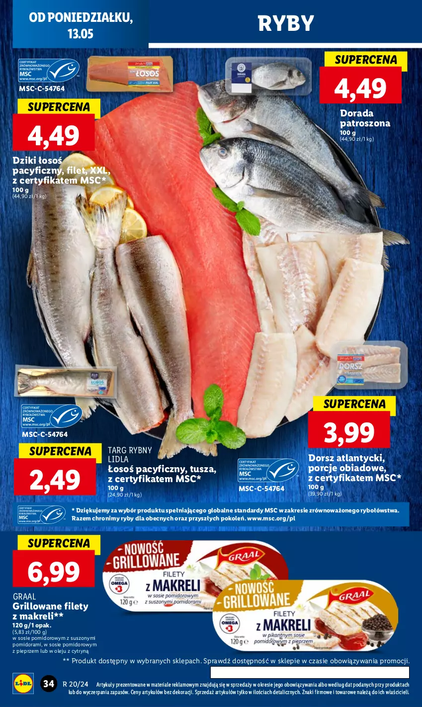 Gazetka promocyjna Lidl - GAZETKA - ważna 13.05 do 15.05.2024 - strona 36 - produkty: Dorsz, Gra, Graal, Grill, Olej, Pieprz, Por, Sos, Tusz