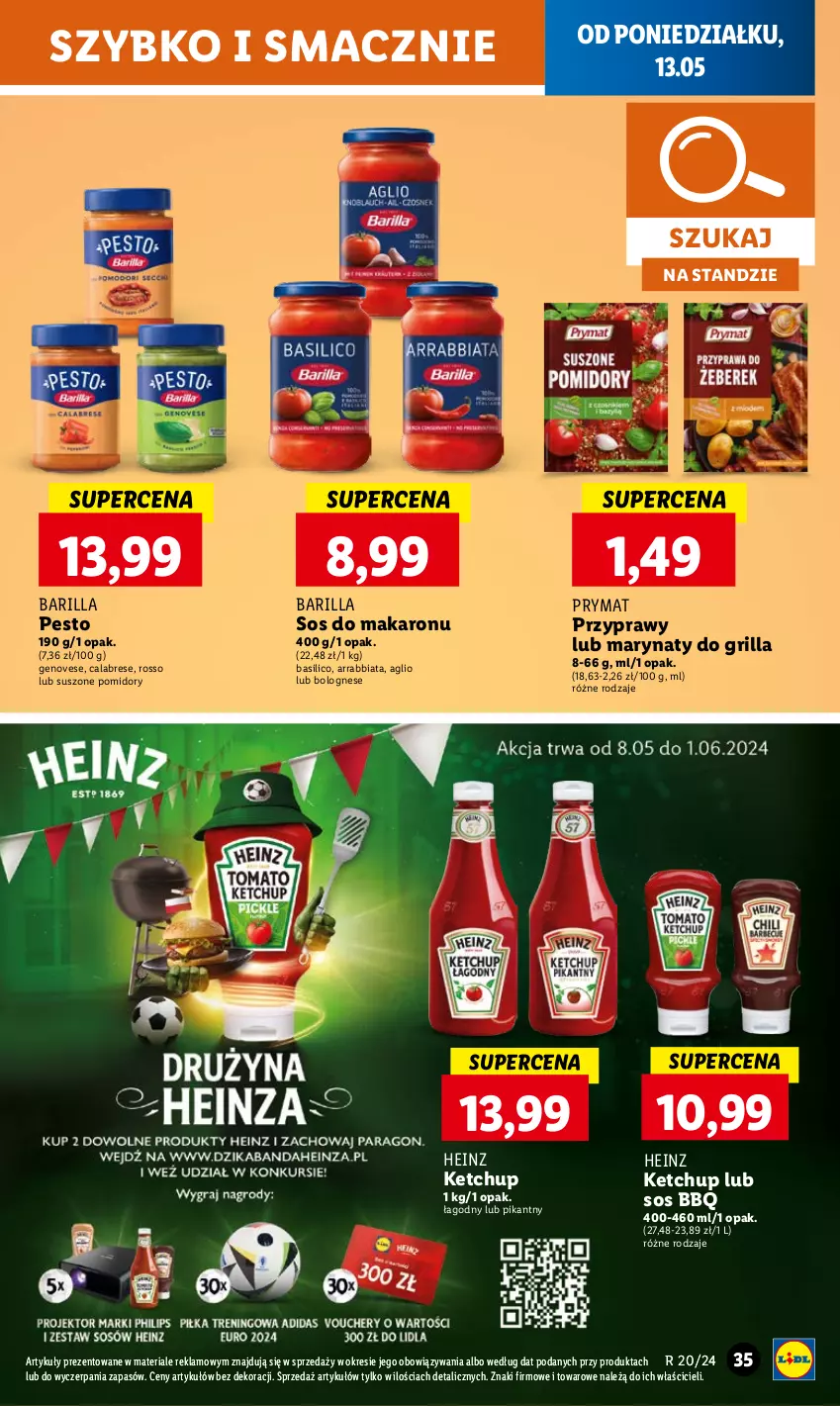 Gazetka promocyjna Lidl - GAZETKA - ważna 13.05 do 15.05.2024 - strona 39 - produkty: Barilla, Grill, Heinz, Ketchup, Makaron, Pesto, Pomidory, Prymat, Przyprawy, Sos, Sos do makaronu, Suszone pomidory