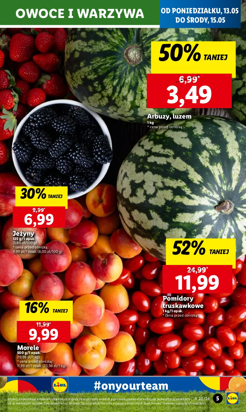 Gazetka promocyjna Lidl - GAZETKA - ważna 13.05 do 15.05.2024 - strona 7 - produkty: Arbuz, Jeżyny, Owoce, Pomidory, Warzywa