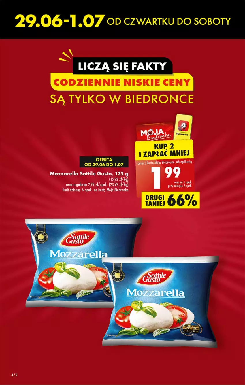 Gazetka promocyjna Biedronka - Od Czwartku - ważna 29.06 do 05.07.2023 - strona 4 - produkty: Mozzarella, Sok