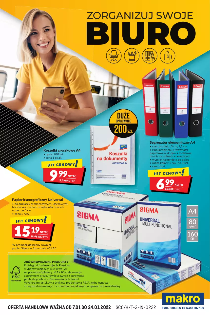 Gazetka promocyjna Makro - [Oferta specjalna] Zorganizuj swoje biuro - ważna 07.01 do 24.01.2022 - strona 1 - produkty: Biuro, Fa, Gra, Klej, Kosz, Papier, Ser