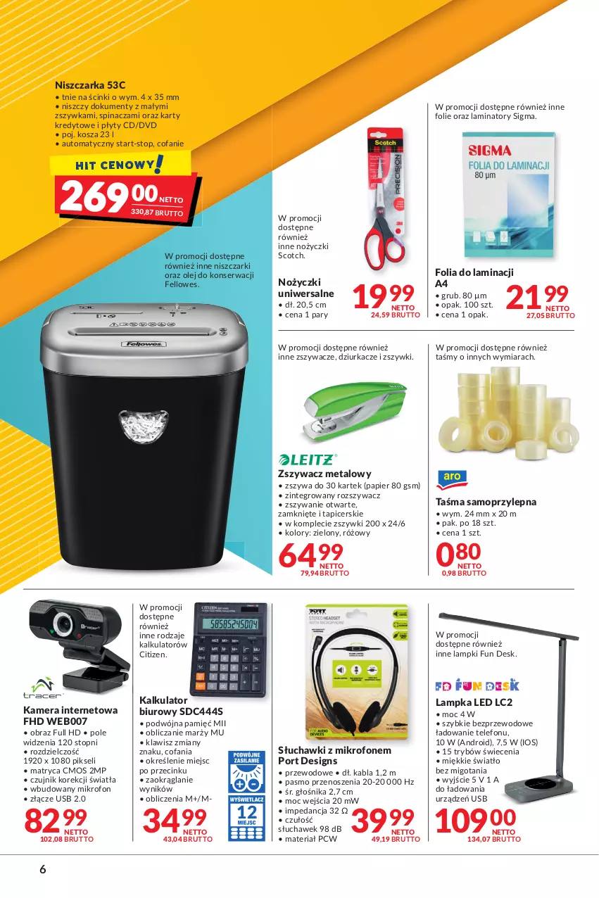 Gazetka promocyjna Makro - [Oferta specjalna] Zorganizuj swoje biuro - ważna 07.01 do 24.01.2022 - strona 6 - produkty: Biuro, Fa, Głośnik, Kamera, Kamera internetowa, Kosz, Mikrofon, Mop, Niszczarka, Noż, Nożyczki, Obraz, Olej, Papier, Por, Ser, Słuchawki, Telefon, Top