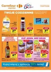 Gazetka promocyjna Carrefour - Gazetka Express - Gazetka - ważna od 03.10 do 03.10.2022 - strona 1 - produkty: Piwo, Ser, Pur, Kosz, Tortilla, Serek homogenizowany, Serek, Czekolada, Danio, Milka