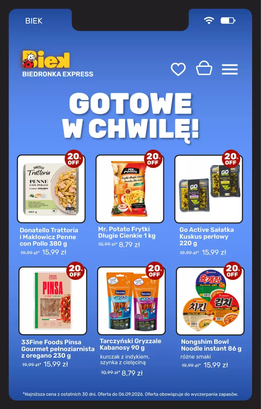 Gazetka promocyjna Biedronka - BIEK - ważna 04.09 do 11.09.2026 - strona 10 - produkty: Frytki, Gry, Kabanos, Kurczak, Kuskus, Penne, Sałat, Sałatka, Szynka, Tarczyński
