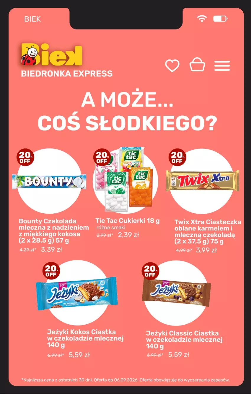 Gazetka promocyjna Biedronka - BIEK - ważna 04.09 do 11.09.2026 - strona 11 - produkty: Bounty, Ciastka, Cukier, Cukierki, Czekolada, Jeżyki, Kokos, Twix