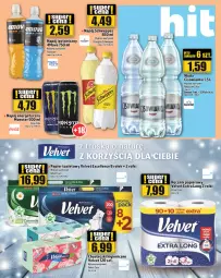 Gazetka promocyjna Topaz - Gazetka - Gazetka - ważna od 07.02 do 07.02.2024 - strona 19 - produkty: Gin, Napój energetyczny, Papier, Coca-Cola, Papier toaletowy, Velvet, Schweppes, Ręcznik, Rolki, Chusteczki, Napój, Cisowianka