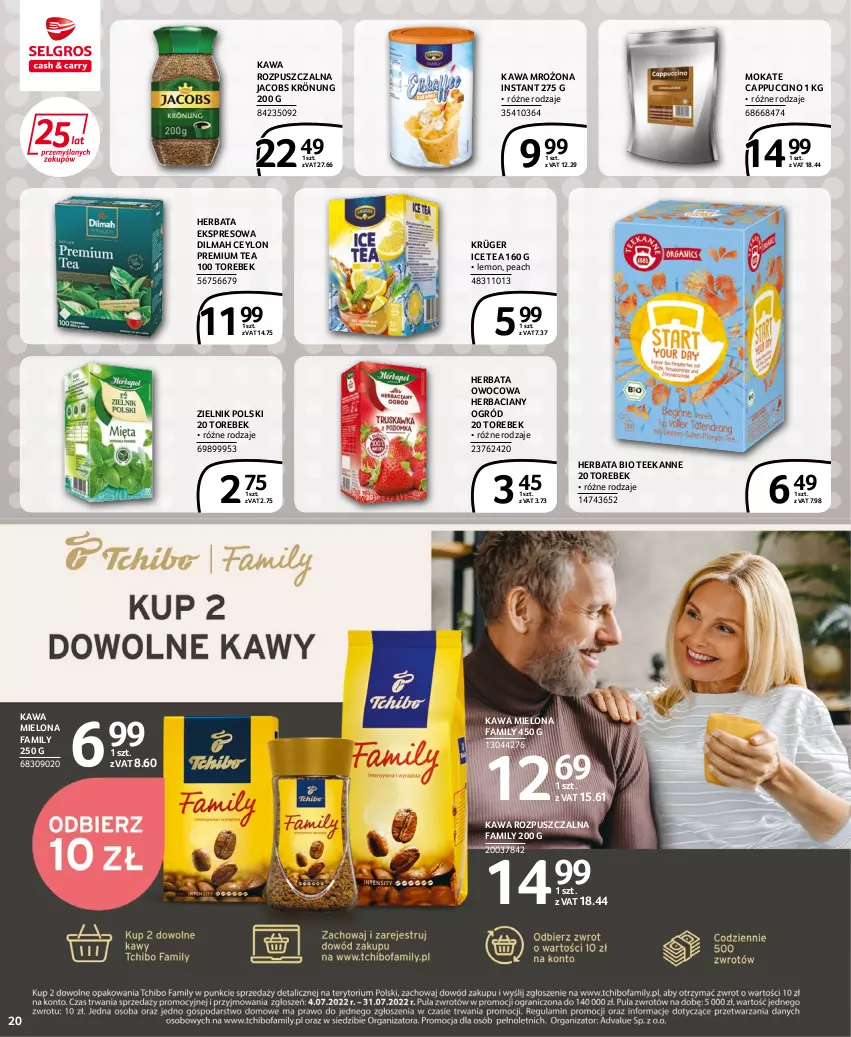 Gazetka promocyjna Selgros - Extra Oferta - ważna 30.06 do 13.07.2022 - strona 20 - produkty: Cappuccino, Dilmah, Fa, Herbata, Herbata owocowa, Ice tea, Jacobs, Jacobs Krönung, Kawa, Kawa mielona, Kawa rozpuszczalna, Ogród, Teekanne