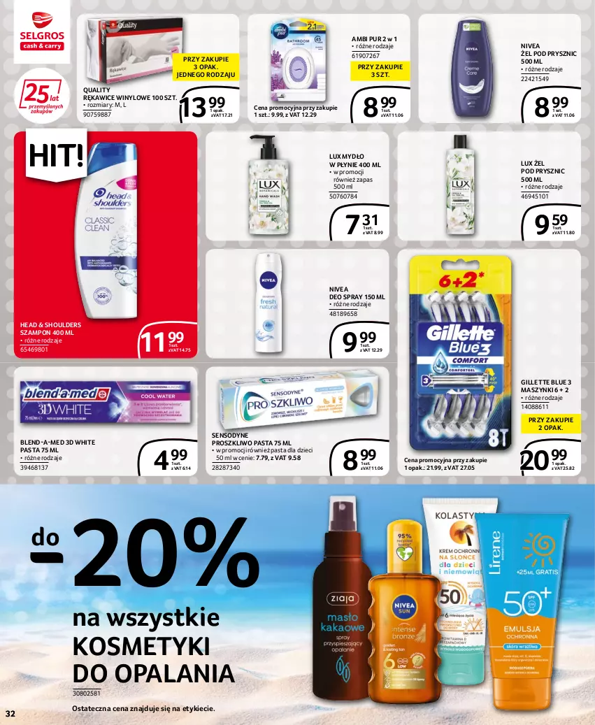 Gazetka promocyjna Selgros - Extra Oferta - ważna 30.06 do 13.07.2022 - strona 32 - produkty: Ambi Pur, Blend-a-Med, Dzieci, Gillette, Mydło, Mydło w płynie, Nivea, Pur, Rękawice, Sensodyne, Szampon