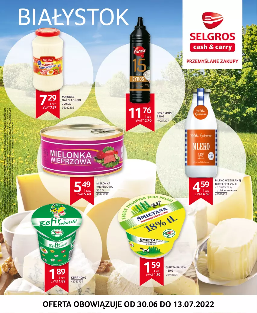 Gazetka promocyjna Selgros - Extra Oferta - ważna 30.06 do 13.07.2022 - strona 38 - produkty: Fa, Gyros, Kefir, Majonez, Mleko, Oleo, Piec, Sos, Tran