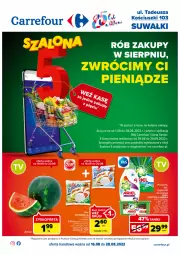 Gazetka promocyjna Carrefour - Gazetka Szalona 5 Carrefour Suwałki - Gazetka - ważna od 28.08 do 28.08.2022 - strona 1 - produkty: Zott, Zottarella, Szal, Kosz, Ariel, Kapsułki do prania, Olej