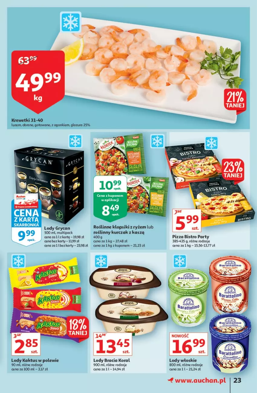 Gazetka promocyjna Auchan - Hiper Kibicowanie Hipermarkety - ważna 10.06 do 16.06.2021 - strona 23 - produkty: Glazura, Gry, Kaktus, Klopsiki, Krewetki, Kurczak, Lazur, Lody, Pizza, Ryż