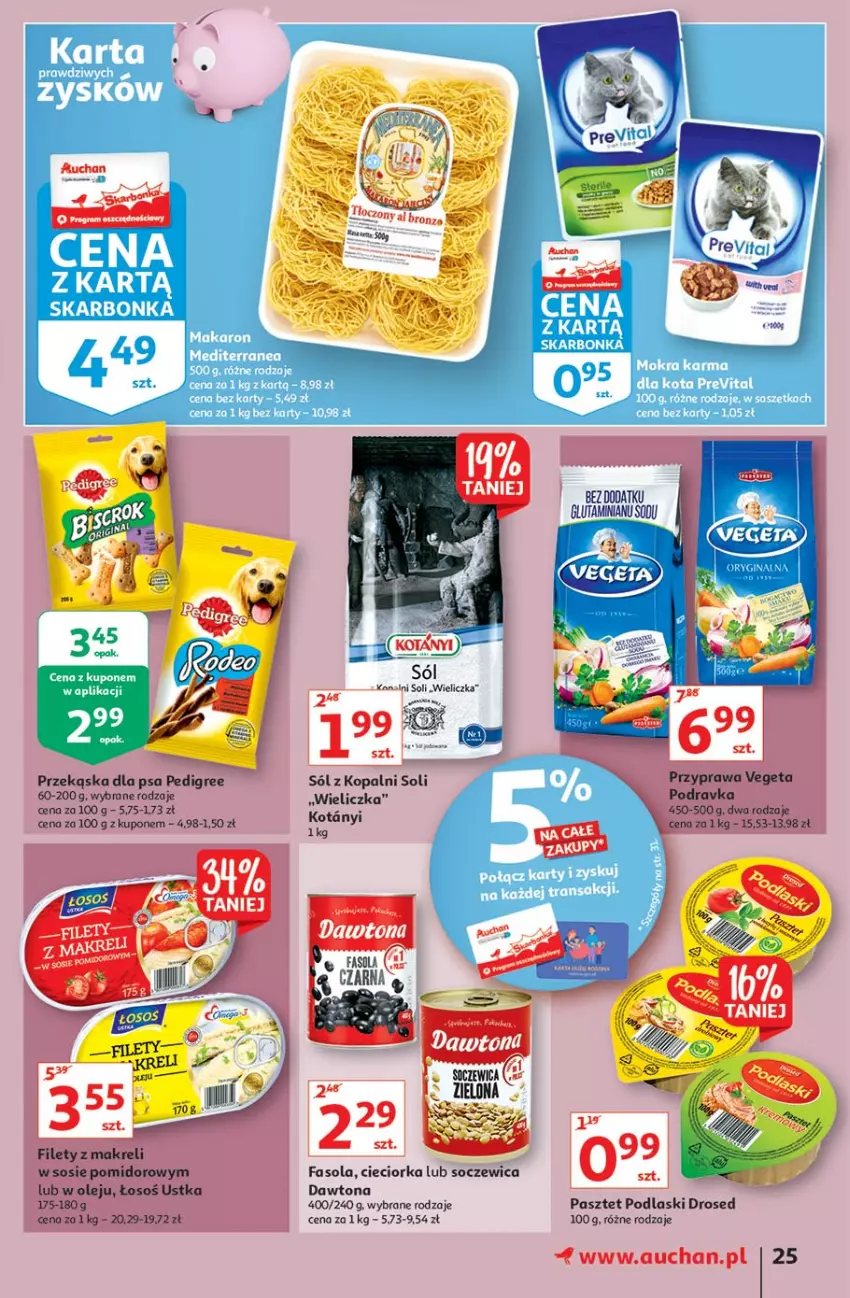 Gazetka promocyjna Auchan - Hiper Kibicowanie Hipermarkety - ważna 10.06 do 16.06.2021 - strona 25 - produkty: Cieciorka, Dawtona, Fa, Fasola, Olej, Orka, Pasztet, Pedigree, Podlaski, Podravka, Sól, Sos, Vegeta