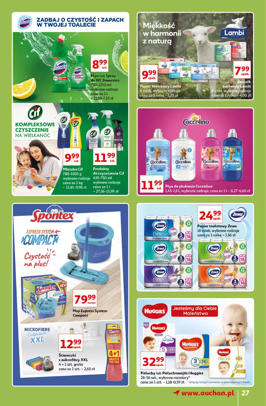 Gazetka promocyjna Auchan - Znane lubiane Marki Hipermarkety - ważna 31.03 do 06.04.2022 - strona 27 - produkty: Cif, Gra, Huggies, Lion, Majtki, Mleczko, Mop, Papier, Papier toaletowy, Pieluchomajtki, Pieluchy