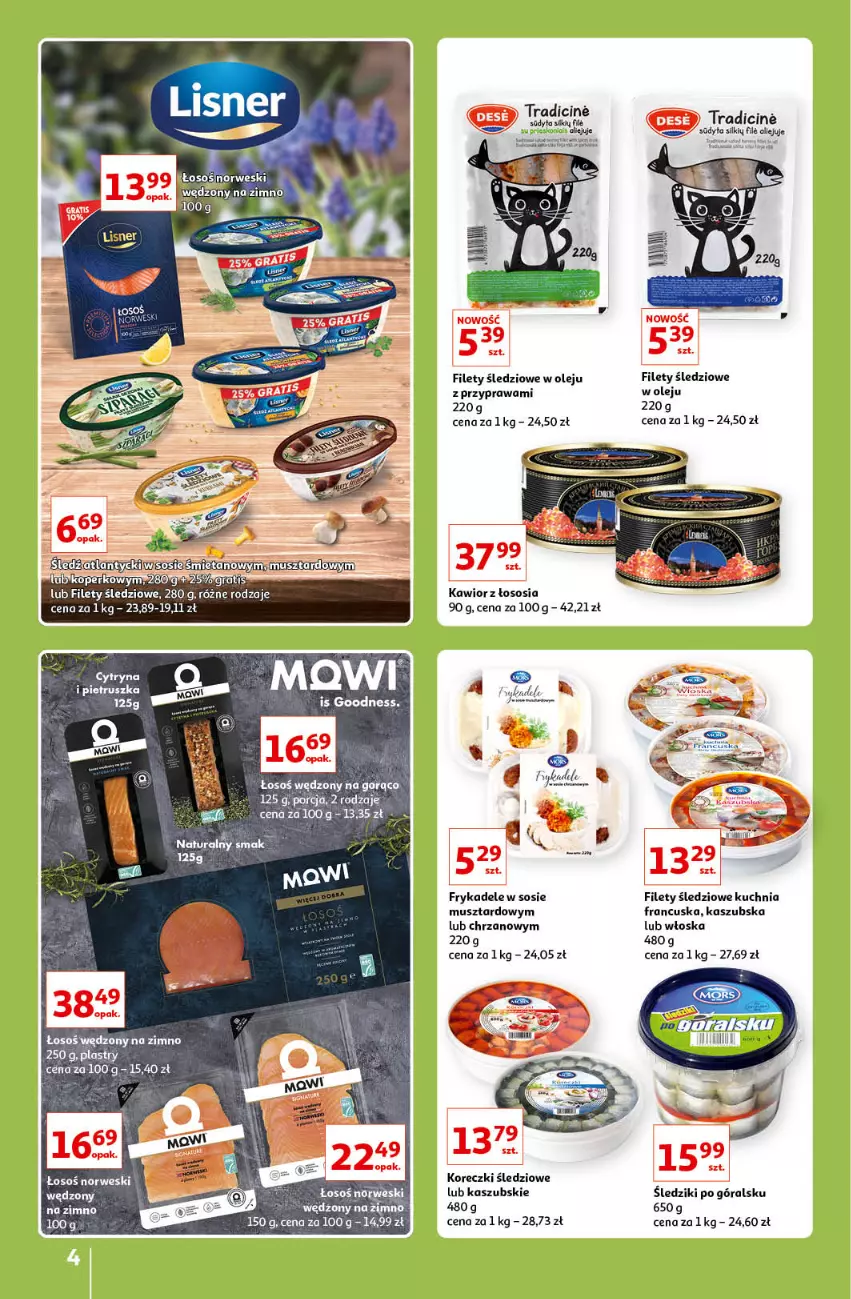 Gazetka promocyjna Auchan - Znane lubiane Marki Hipermarkety - ważna 31.03 do 06.04.2022 - strona 4 - produkty: Chrzan, Kawior, Koreczki śledziowe, Kuchnia, Mus, Olej, Pietruszka, Por, Sos