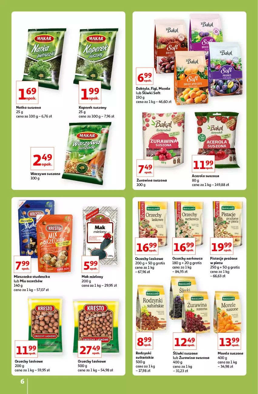 Gazetka promocyjna Auchan - Znane lubiane Marki Hipermarkety - ważna 31.03 do 06.04.2022 - strona 6 - produkty: Acer, Daktyle, Figi, Gra, Koperek suszon, Mak mielony, Mieszanka studencka, Piec, Pistacje, Rodzynki