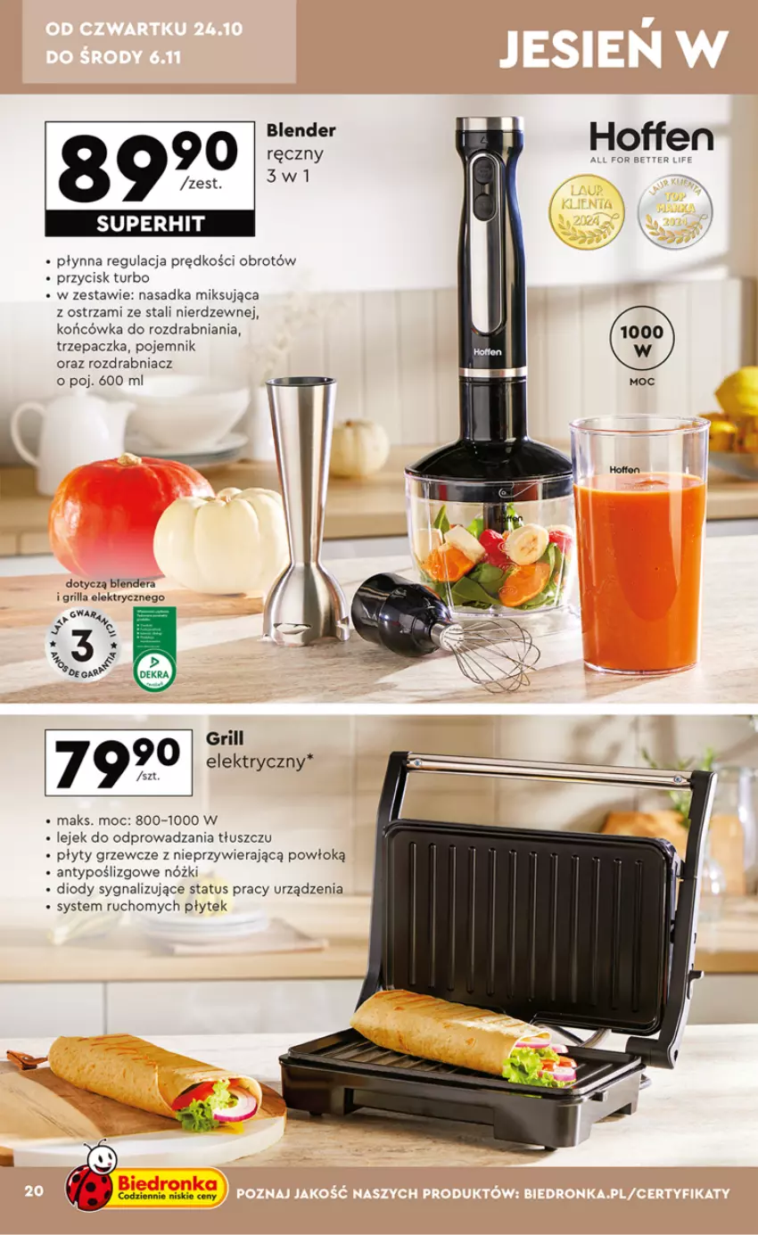 Gazetka promocyjna Biedronka - Okazje tygodnia - ważna 21.10 do 02.11.2024 - strona 20 - produkty: Blender, Blender ręczny, Grill, Pojemnik, Rozdrabniacz, Trzepaczka