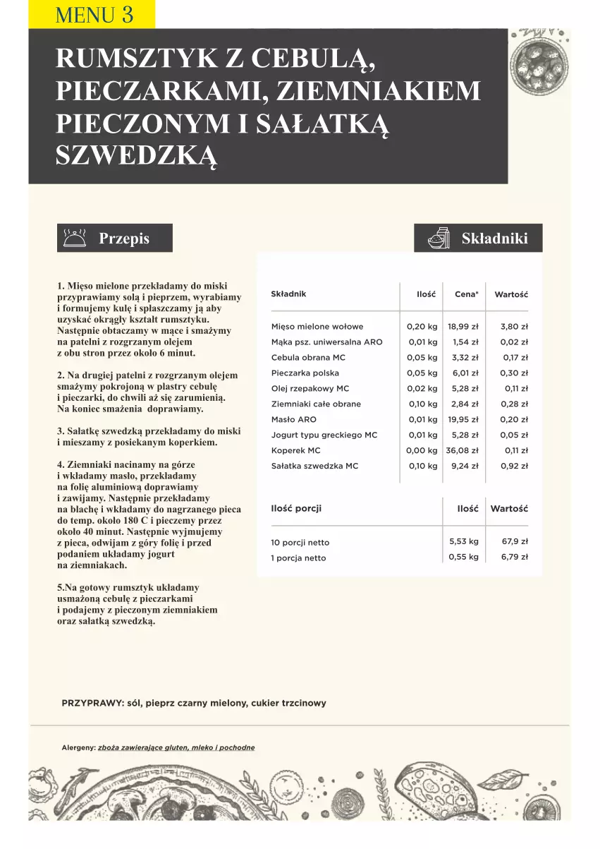 Gazetka promocyjna Makro - [Oferta specjalna] PrzyGOTUJ apetyczne menu! - ważna 01.03 do 31.03.2022 - strona 34 - produkty: Cebula, Cukier, Cukier trzcinowy, Jogurt, Mąka, Masło, Mięso, Mięso mielone, Mleko, Olej, Olej rzepakowy, Piec, Pieczarka, Pieprz, Płaszcz, Por, Przyprawy, Rum, Sałat, Sałatka, Sól, Ziemniaki