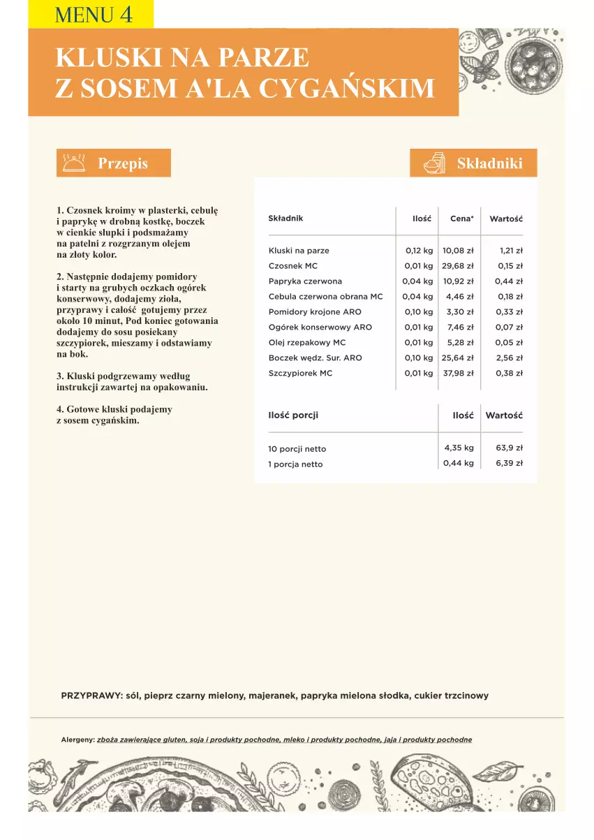 Gazetka promocyjna Makro - [Oferta specjalna] PrzyGOTUJ apetyczne menu! - ważna 01.03 do 31.03.2022 - strona 50 - produkty: Boczek, Cebula, Cebula czerwona, Cukier, Cukier trzcinowy, Czosnek, Jaja, Kluski na parze, Mleko, Ogórek, Olej, Olej rzepakowy, Papryka, Papryka czerwona, Pieprz, Plasterki, Pomidory, Pomidory krojone, Por, Przyprawy, Ser, Sól, Sos