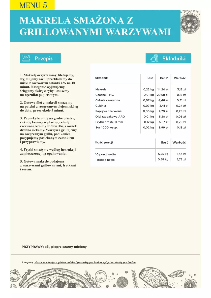 Gazetka promocyjna Makro - [Oferta specjalna] PrzyGOTUJ apetyczne menu! - ważna 01.03 do 31.03.2022 - strona 57 - produkty: Cebula, Cebula czerwona, Czosnek, Filet z makreli, Frytki, Grill, Lanki, Mleko, Olej, Olej rzepakowy, Papier, Papryka, Papryka czerwona, Pieprz, Por, Przyprawy, Ręcznik, Sól, Solan, Sos, Warzywa