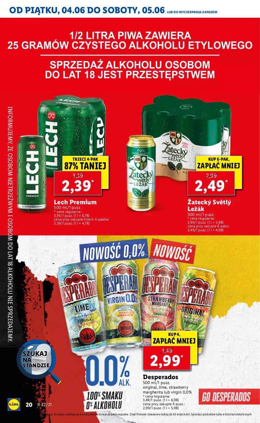 Gazetka promocyjna Lidl - GAZETKA - ważna 04.06 do 05.06.2021 - strona 20 - produkty: Desperados, Gin, Lech Premium