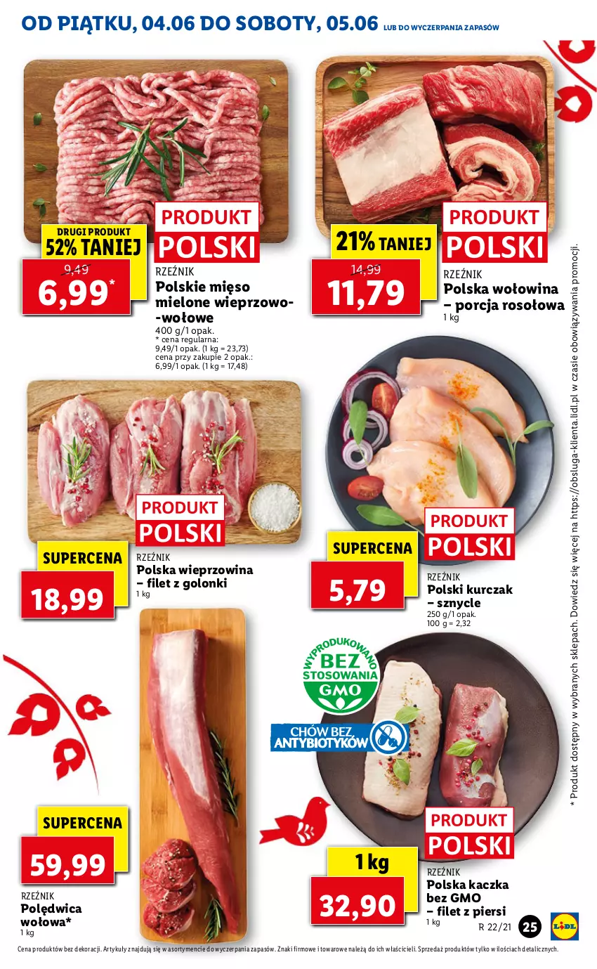 Gazetka promocyjna Lidl - GAZETKA - ważna 04.06 do 05.06.2021 - strona 25 - produkty: Kaczka, Kurczak, Mięso, Mięso mielone, Polędwica, Polędwica wołowa, Por, Wieprzowina, Wołowina