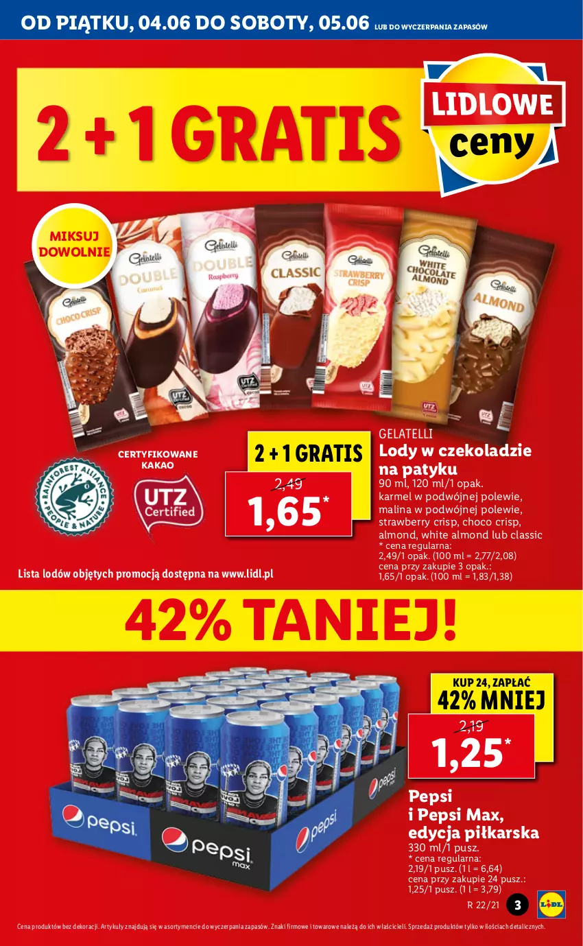 Gazetka promocyjna Lidl - GAZETKA - ważna 04.06 do 05.06.2021 - strona 3 - produkty: Gra, Kakao, Lody, Pepsi, Pepsi max