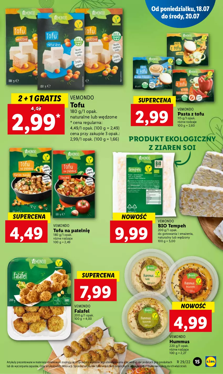 Gazetka promocyjna Lidl - GAZETKA - ważna 18.07 do 20.07.2022 - strona 15 - produkty: Fa, Gra, Hummus, Mus, Tofu