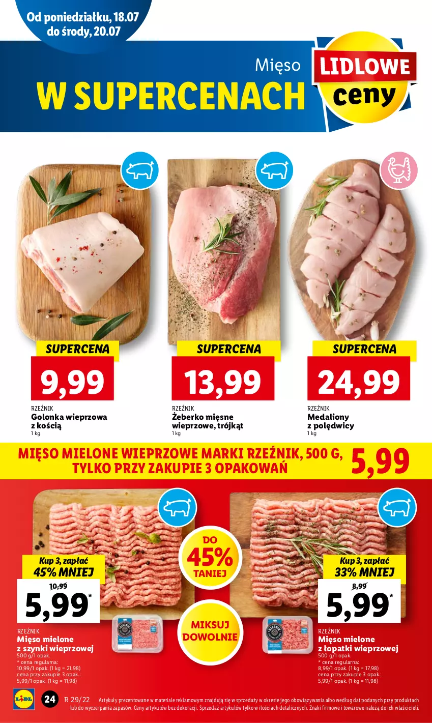 Gazetka promocyjna Lidl - GAZETKA - ważna 18.07 do 20.07.2022 - strona 24 - produkty: Golonka wieprzowa, Lion, Mięso, Mięso mielone, Mięso mielone z łopatki wieprzowej, Mięso mielone z szynki