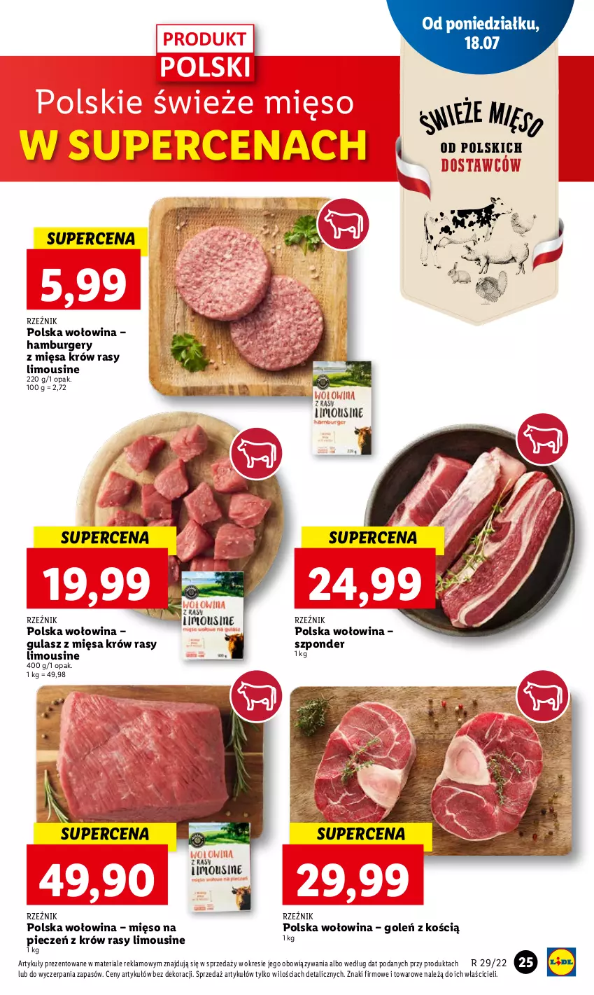 Gazetka promocyjna Lidl - GAZETKA - ważna 18.07 do 20.07.2022 - strona 25 - produkty: Burger, Hamburger, Mięso, Piec, Wołowina