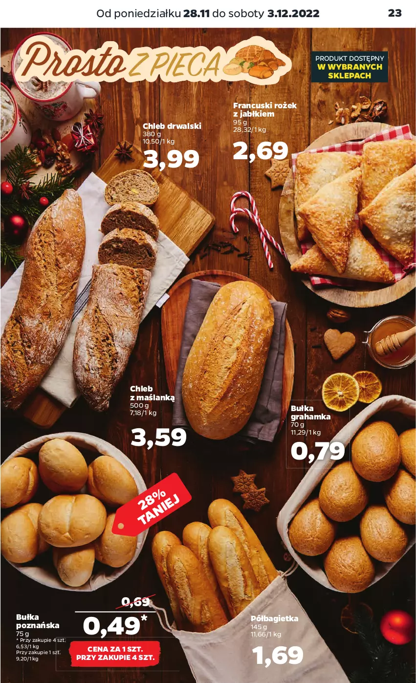 Gazetka promocyjna Netto - Artykuły spożywcze - ważna 28.11 do 03.12.2022 - strona 23 - produkty: Bagietka, Bułka, Bułka grahamka, Chleb, Gra, Półbagietka